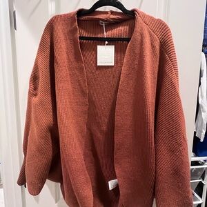 Cozy Open-Front Cardigan in Rust